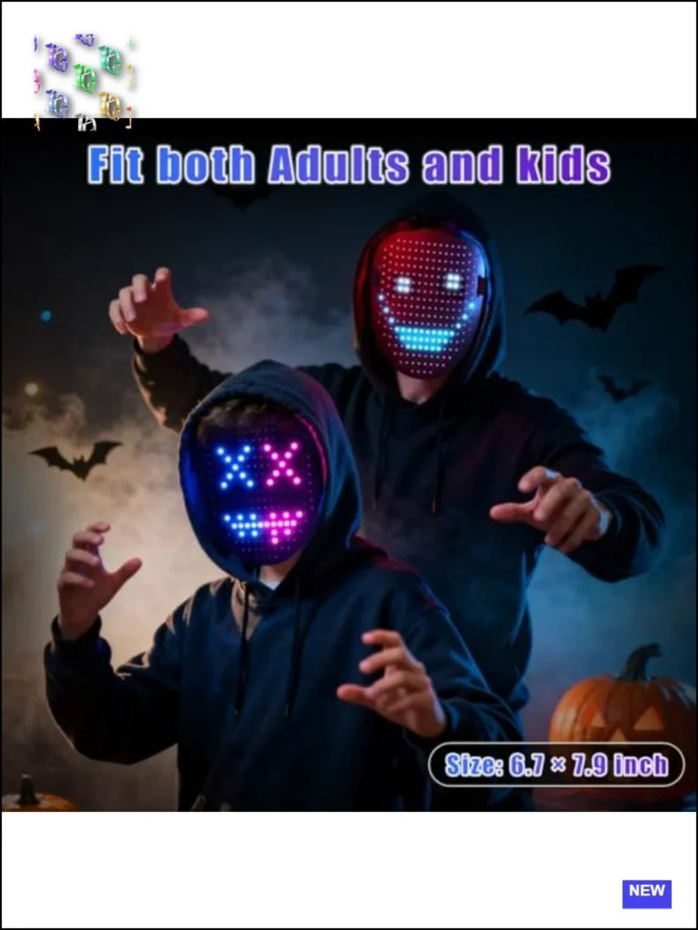 LED Light Up Mask with Gesture Sensing Halloween Costume Accessory